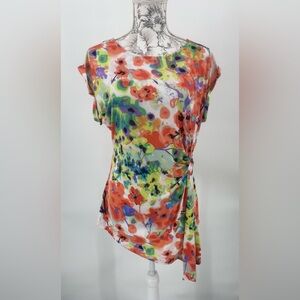 FYLO asymmetrical‎ abstract floral top/tunic, sleeveless size large